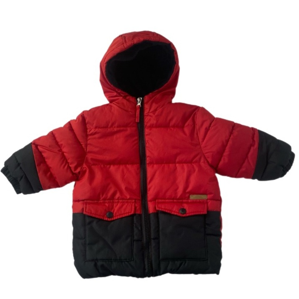 iXtreme Puffer Jacket Kids 12M Red Black Hooded Fleece‎ Lined Winter Coat